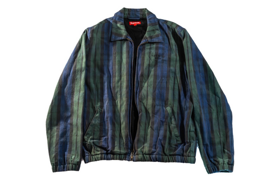 Supreme FW16 Harrington Plaid Denim Jacket Green Purple