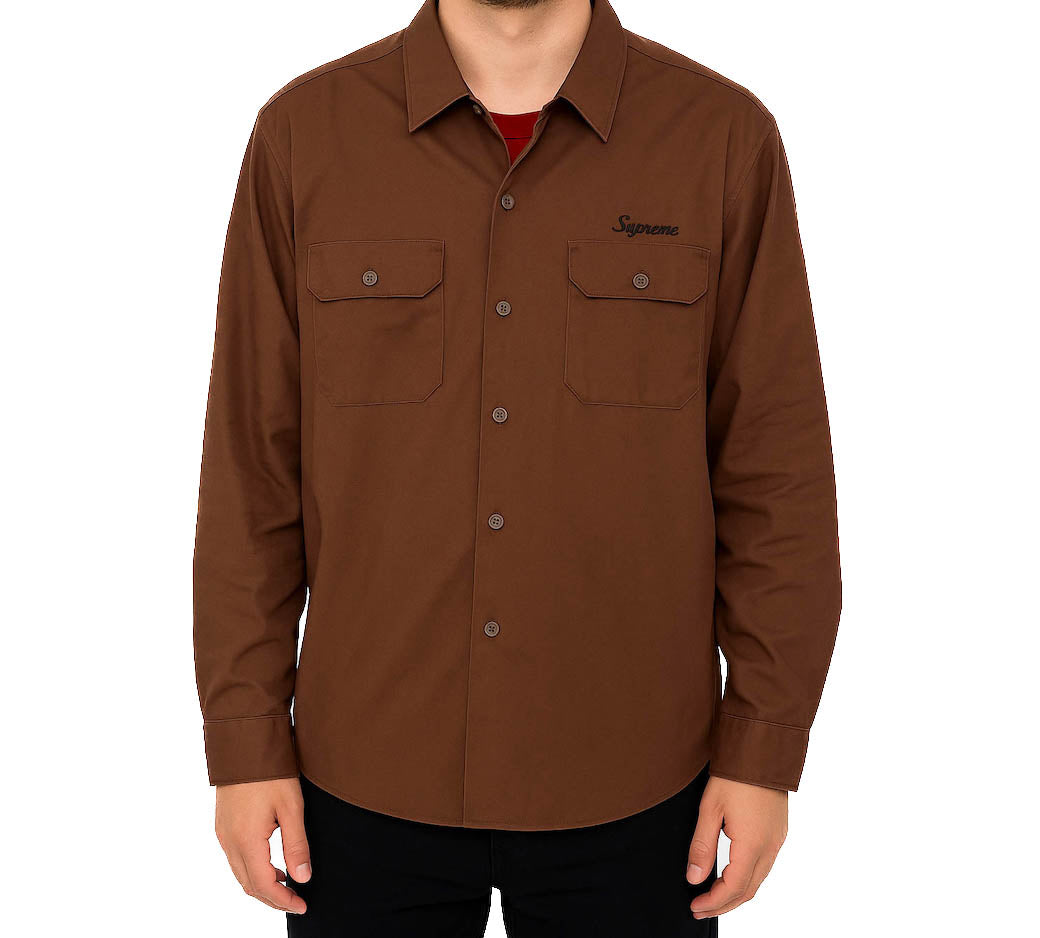Supreme Snow White Work Shirt – Brown (FW24) – DEADSTOCK