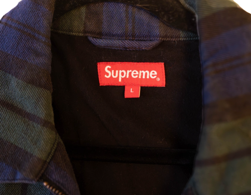 Supreme FW16 Harrington Plaid Denim Jacket Green Purple