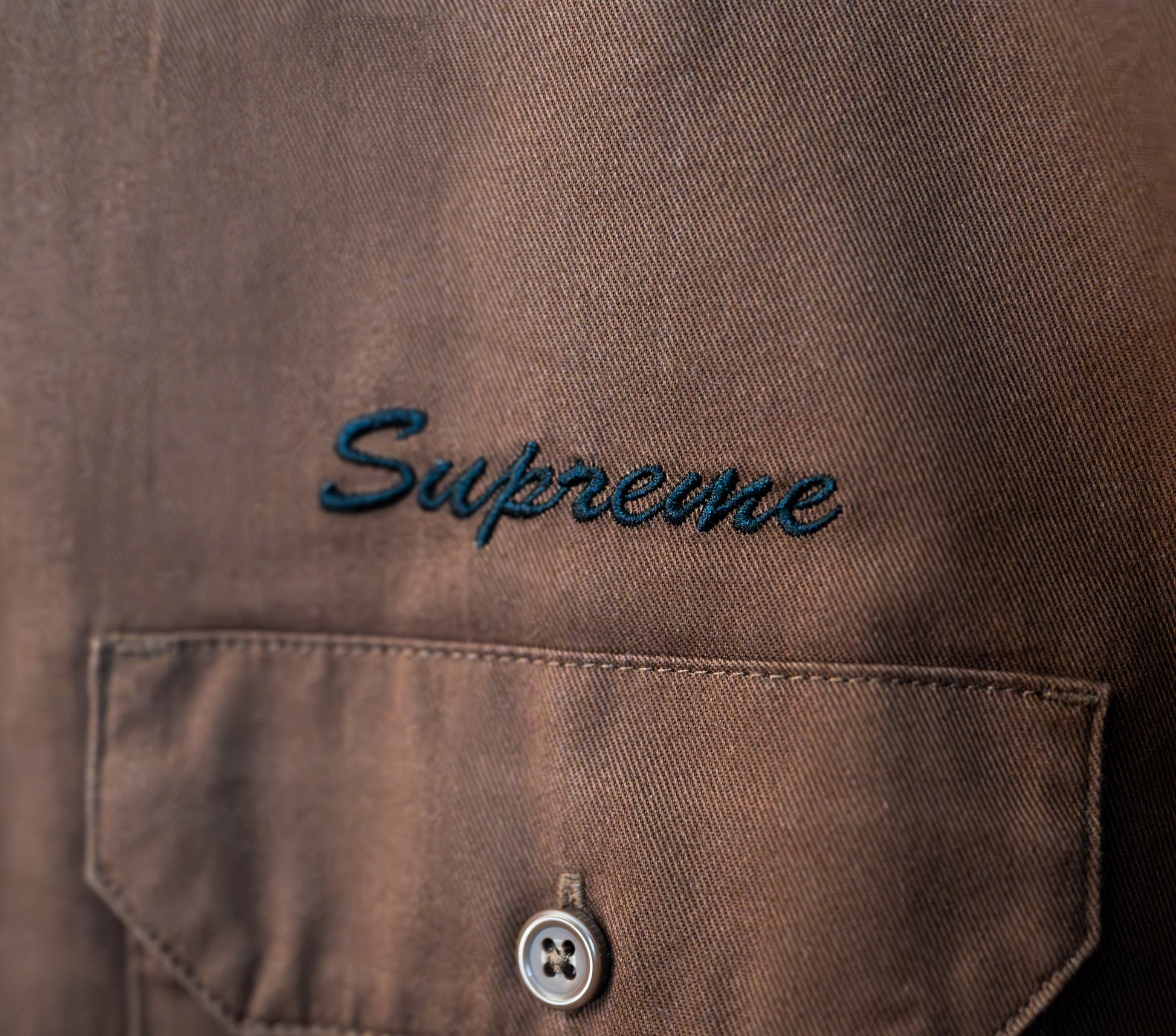 Supreme Snow White Work Shirt – Brown (FW24) – DEADSTOCK