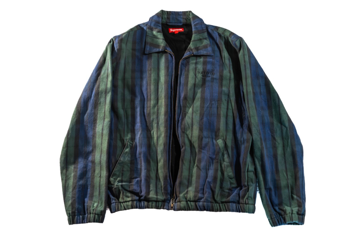 Supreme FW16 Harrington Plaid Denim Jacket Green Purple