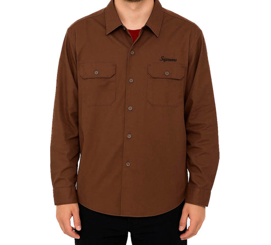 Supreme Snow White Work Shirt – Brown (FW24) – DEADSTOCK